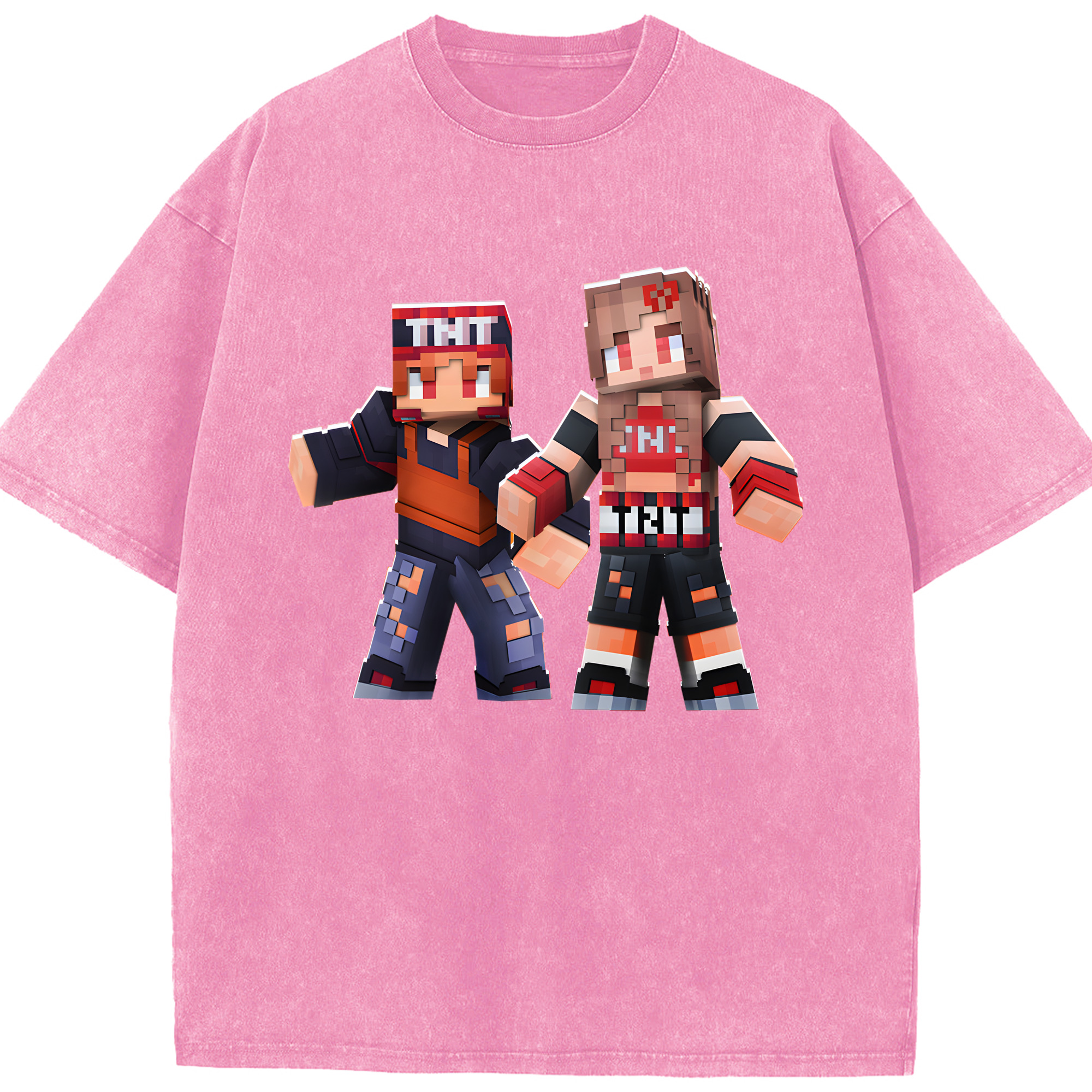 （画像用） マインクラフト ブロックの世界 Minecraft MC Block world 綿100% ヴィンテージ風 半袖Tシャツ（フロントプリント）